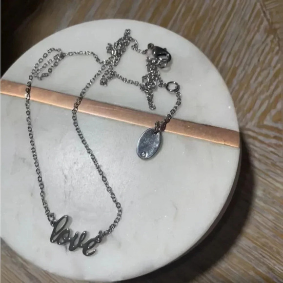 Charming Silver "Love" Script Pendant Necklace 18-20" - Picture 3 of 11